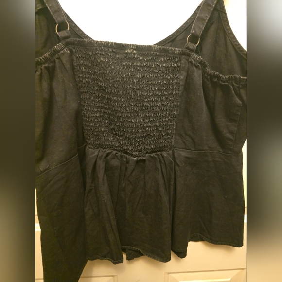 torrid Black Button-Front Peplum Denim Tank Top - Picture 6 of 10